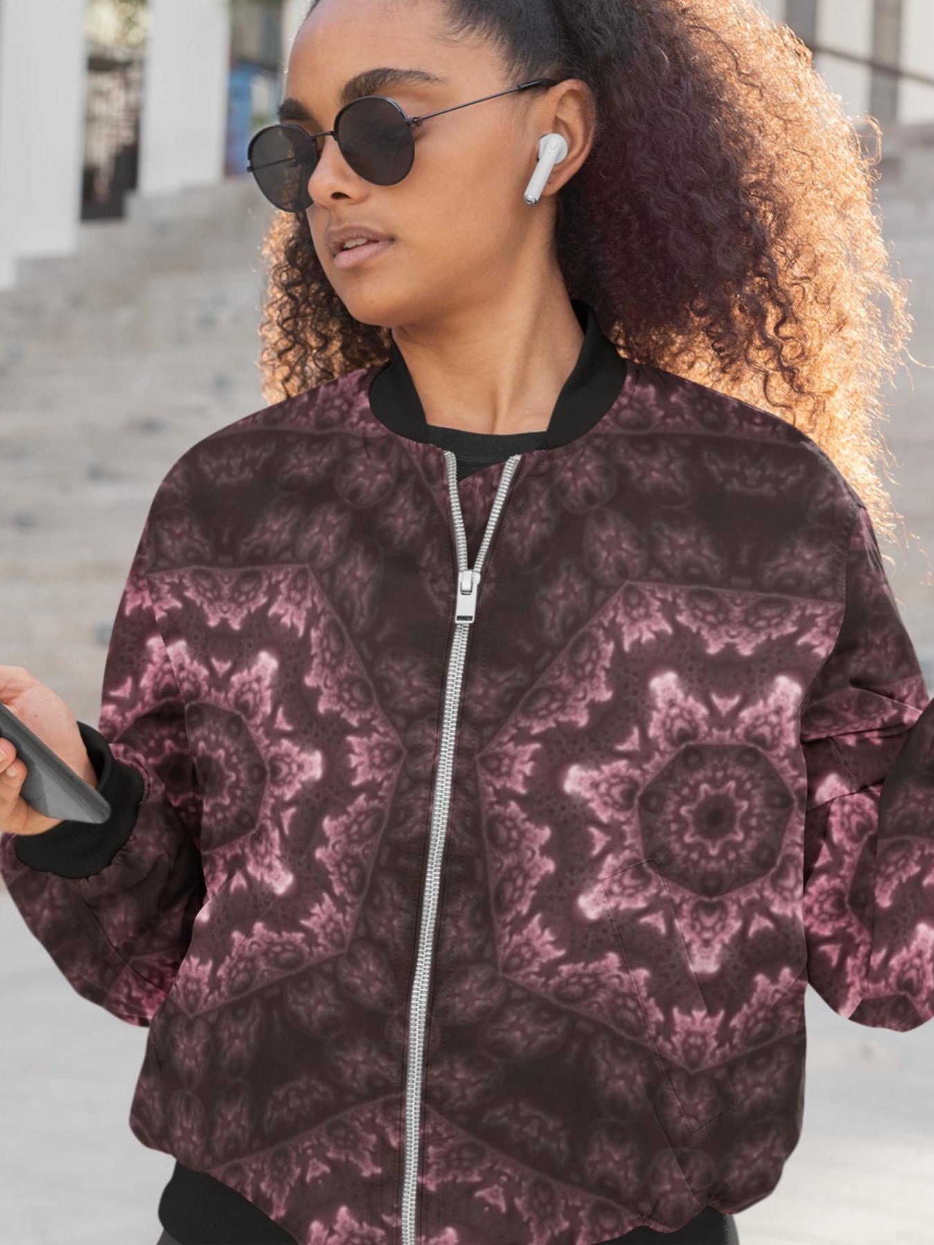 Kaleidoscope Unisex Bomber Jacket for Men & Women by Alchimia Artwear